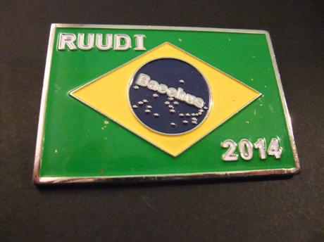 Ruudi Bacchus 2014 Carnaval Roermond( Remunj) Limburg. in de kleur van de Braziliaanse vlag